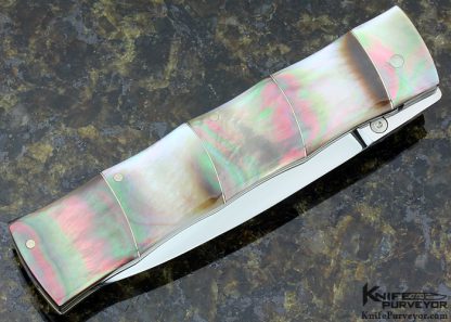 Koji Hara Custom Knife Black Lip Pearl Bamboo Folding Dagger - Image 3