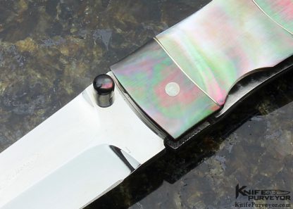 Koji Hara Custom Knife Black Lip Pearl Bamboo Folding Dagger - Image 2