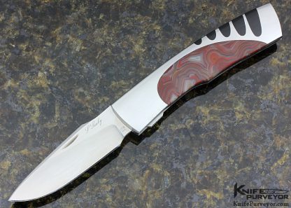 Scott Sawby Custom Knife Agate and Black Edwards Jade Self Lock "Killdeer"