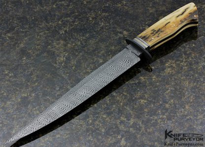 Mike Quesenberry J.S. Custom Knife Frame Handled Fighter w/ Sole Authorship Damascus