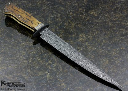 Mike Quesenberry J.S. Custom Knife Frame Handled Fighter w/ Sole Authorship Damascus - Image 4