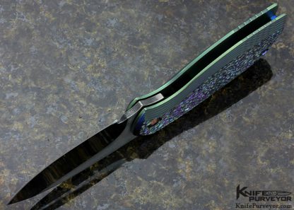 Neil Blackwood Custom Knife Fizzy Pattern Machined and Anodized Titanium Friction Folder - Image 6