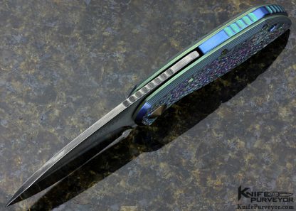 Neil Blackwood Custom Knife Fizzy Pattern Machined and Anodized Titanium Friction Folder - Image 5