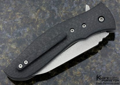 Greg Lightfoot Custom Knife Carbon Fiber Bull Whip Flipper - Image 3