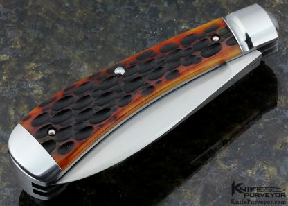 Pena Custom Knife 2 Blade Red Jigged Bone Slip Joint Wharncliff Trapper - Image 4