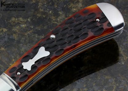 Pena Custom Knife 2 Blade Red Jigged Bone Slip Joint Wharncliff Trapper - Image 3