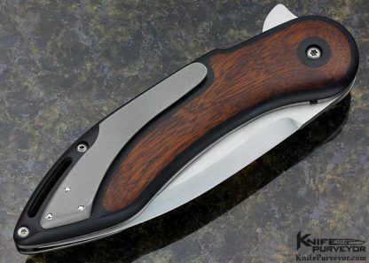 Todd Begg Custom Knife Glimpse 2 Ironwood with Scalloped and Drilled G10 Centerpiece Linerlock Flipper - Image 3