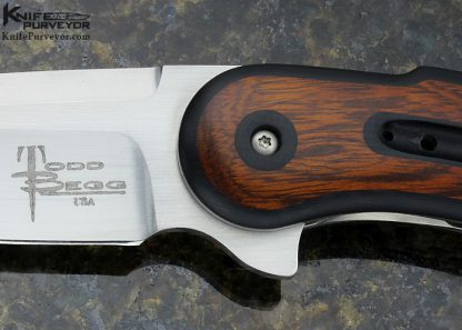 Todd Begg Custom Knife Glimpse 2 Ironwood with Scalloped and Drilled G10 Centerpiece Linerlock Flipper - Image 2