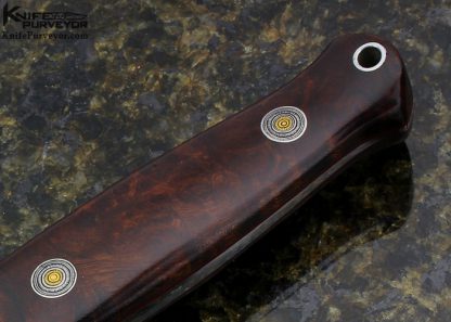 Bob Loveless Custom Knife Dan Wilkerson Engraved Ironwood Symmetrical Dagger with Signed Sheath - Image 3