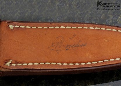 Bob Loveless Custom Knife Dan Wilkerson Engraved Ironwood Symmetrical Dagger with Signed Sheath - Image 5