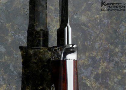 Bob Loveless Custom Knife Dan Wilkerson Engraved Ironwood Symmetrical Dagger with Signed Sheath - Image 7