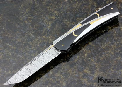 Ken Steigerwalt Custom Knife Damasteel, Pen Shell and 18Kt Gold Lockback