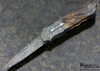 Bill Saindon Custom Knife Mammoth and Damascus Auto Linerlock