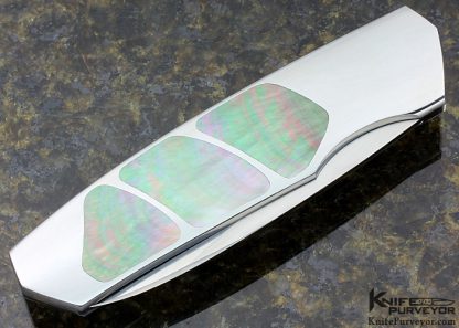 Scott Sawby Custom Knife Trogon Buttonlock With Tahitian Blacklip Pearl Inlays - Image 3