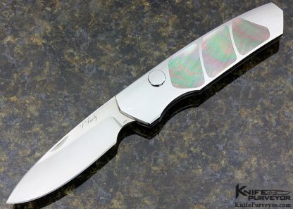 Scott Sawby Custom Knife Trogon Buttonlock With Tahitian Blacklip Pearl Inlays