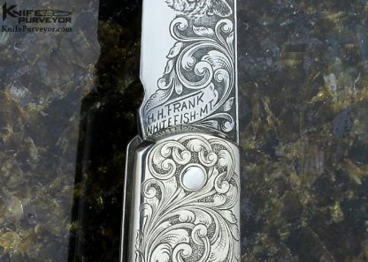 Henry Frank Custom Knife Sole Authorship Engraved Rams Horn with Escutcheon Lockback - Image 6