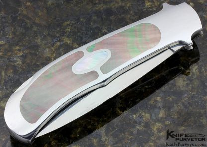 Rick Genovese Custom Knife Tahitian Black Lip Pearl Inlays Lockback - Image 3