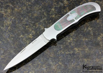 Rick Genovese Custom Knife Tahitian Black Lip Pearl Inlays Lockback