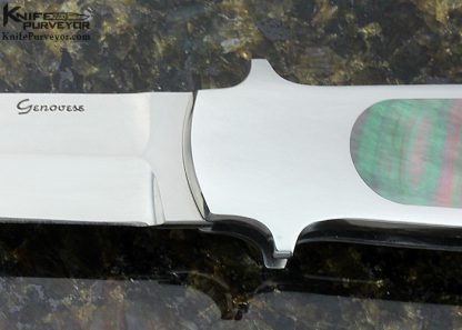 Rick Genovese Custom Knife Tahitian Black Lip Pearl Inlays Lockback - Image 2