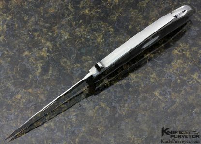 Rick Genovese Custom Knife Tahitian Black Lip Pearl Inlays Lockback - Image 4