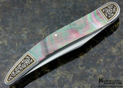 Rick Nowland Custom Knife Engraved Blacklip Tahitian Pearl Slip Joint - Image 4