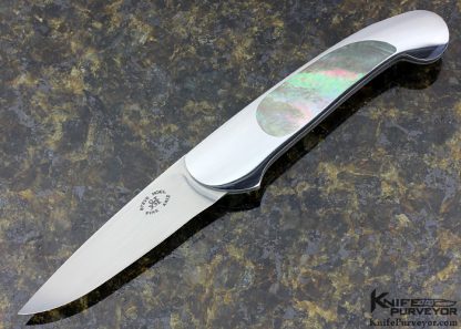 Steve Hoel Custom Knife Black Lip Tahitian Pearl Shell Inlay "Sheffield" Lockback