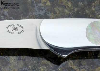 Steve Hoel Custom Knife Black Lip Tahitian Pearl Shell Inlay "Sheffield" Lockback - Image 2