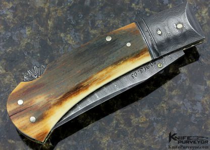 Tim Hancock Custom Knife Sole Authorship Damascus Lockback - Image 6