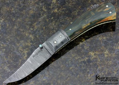 Tim Hancock Custom Knife Sole Authorship Damascus Lockback