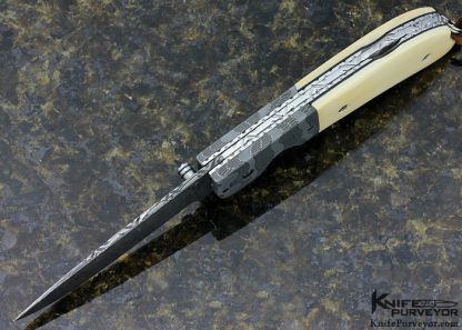 Mike "Whiskers" Allen Custom Knife "Left Handed" Damascus  Assisted Opening Lockback - Image 5