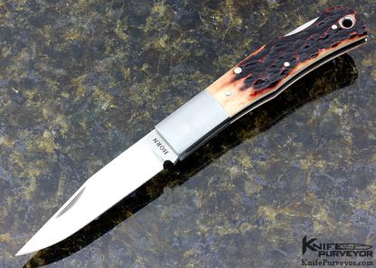 Jess Horn Custom Knife #006 Jigged Bone Baby Clip Lockback