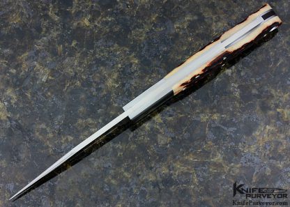 Jess Horn Custom Knife #010 Jigged Bone Baby Clip Lockback - Image 5