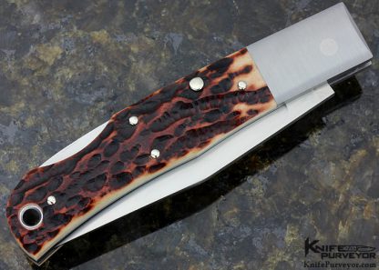 Jess Horn Custom Knife #008 Jigged Bone Baby Clip Lockback - Image 8