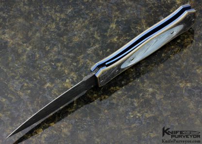 Brian Tighe Custom Knife Jose DeBraga Carved Pearl Shell Engraved by Bertil Aasland Carved Mother of Pearl Shell Linerlock - Image 6