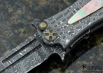 Darrel Ralph Custom Knife Black Lip Tahitian Pearl Shell & Damascus Assisted Opening - Image 2