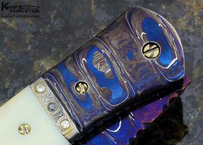 Josh Smith Custom Knife Blued Sole Authorship Damascus Automatic Linerlock - Image 5