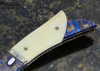 Josh Smith Custom Knife Blued Sole Authorship Damascus Automatic Linerlock - Image 3