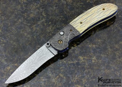 Johnny Stout Custom Knife "Zodiac" Mammoth and Damascus Auto Linerlock