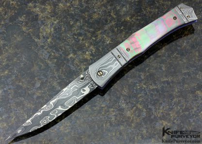 Chuck Gedraitis Custom Knife Tahitian Black Lip Pearl and Damasteel Damascus Linerlock