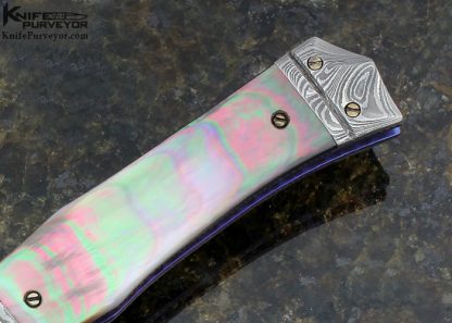 Chuck Gedraitis Custom Knife Tahitian Black Lip Pearl and Damasteel Damascus Linerlock - Image 3