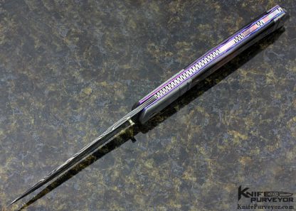 Chuck Gedraitis Custom Knife Tahitian Black Lip Pearl and Damasteel Damascus Linerlock - Image 5