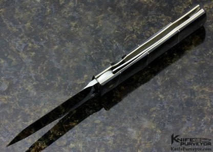 Koji Hara Custom Knife Black Lip Pearl Bamboo Linerlock - Image 5