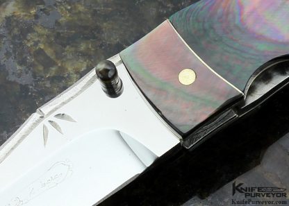 Koji Hara Custom Knife Black Lip Pearl Bamboo Linerlock - Image 2