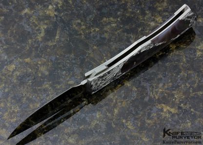 Scott Sawby Custom Knife Engraved Black Lip Pearl Self Lock - Image 7