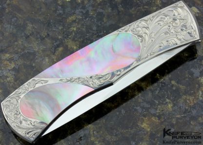 Scott Sawby Custom Knife Engraved Black Lip Pearl Self Lock - Image 5