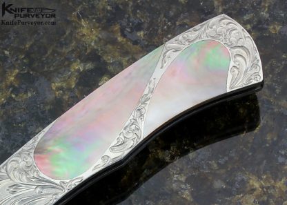 Scott Sawby Custom Knife Engraved Black Lip Pearl Self Lock - Image 4