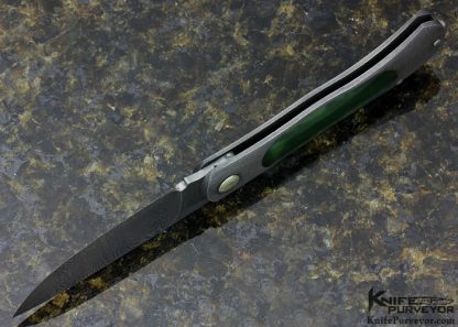 Steve Mullin Custom Knife Damascus and Jade Folder Slip Joint - Image 5