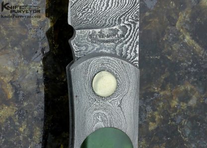 Steve Mullin Custom Knife Damascus and Jade Folder Slip Joint - Image 2