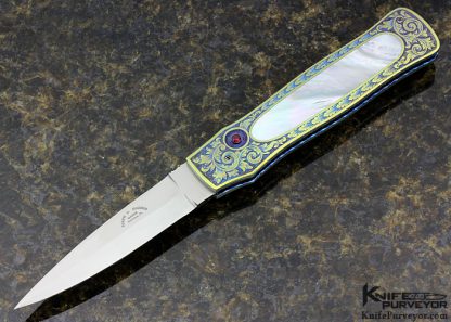 Ralph Dewey Harris Custom Knife Sole Authorship Engraved Mother of Pearl Interframe Button Release Automatic Dagger