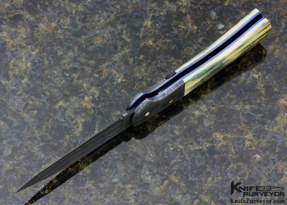 R.B. Johnson Custom Knife Devin Thomas Damascus Lever Release Automatic Lockback - Image 6